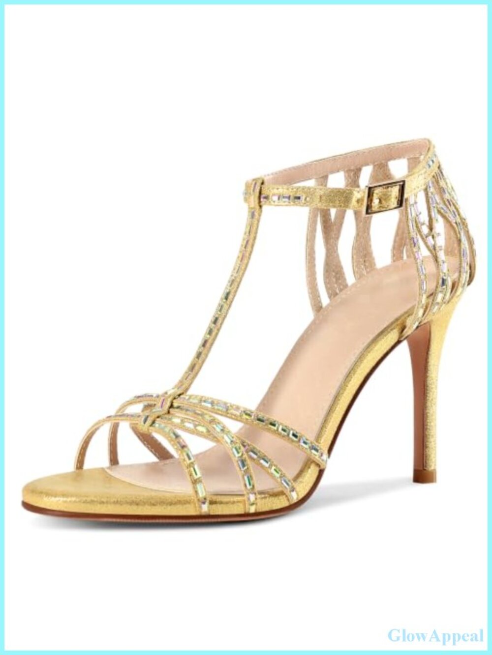 Rhinestone Strappy Stiletto Heeled Sandals Open Toe Formal Party
